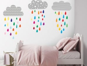 Συννεφάκια που βρέχουν Παιδικά Αυτοκόλλητα τοίχου 103×50 cm (card size)