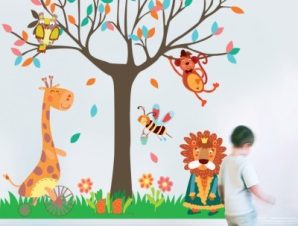 Ζώα κάτω από το δέντρο Παιδικά Αυτοκόλλητα τοίχου 151 x 151 εκ.