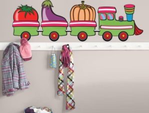 Τραινάκι με λαχανικά Παιδικά Αυτοκόλλητα τοίχου 90 x 30 εκ.
