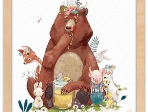 Αρκούδα τρώει το μέλι Παιδικά Πίνακες σε καμβά 40 x 40 εκ.