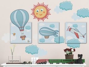 Αερόστατα στα σύννεφα Παιδικά Πίνακες και αυτοκόλλητα 126×81