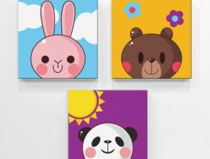 Χαρούμενα ζώα Παιδικά Mini Set καμβάς 25 x 25 εκ.