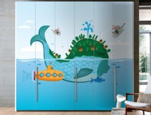 Φάλαινα Παιδικά Αυτοκόλλητα ντουλάπας 100 x 100 εκ.