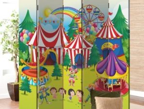 Πολύχρωμο τσίρκο Παιδικά Παραβάν 80 x 180 εκ. [Δίφυλλο]