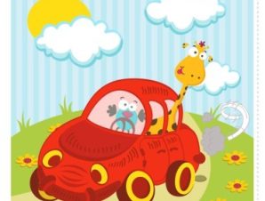 Αυτοκίνητο με ζώα, Παιδικά, Ρολοκουρτίνες, 100 x 100 εκ.