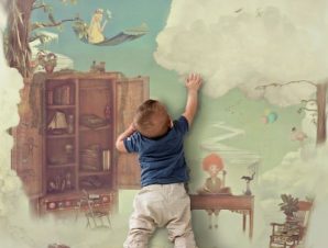 Φανταστικό δωμάτιο στον ουρανό Παιδικά Ταπετσαρίες Τοίχου 100 x 100 εκ.